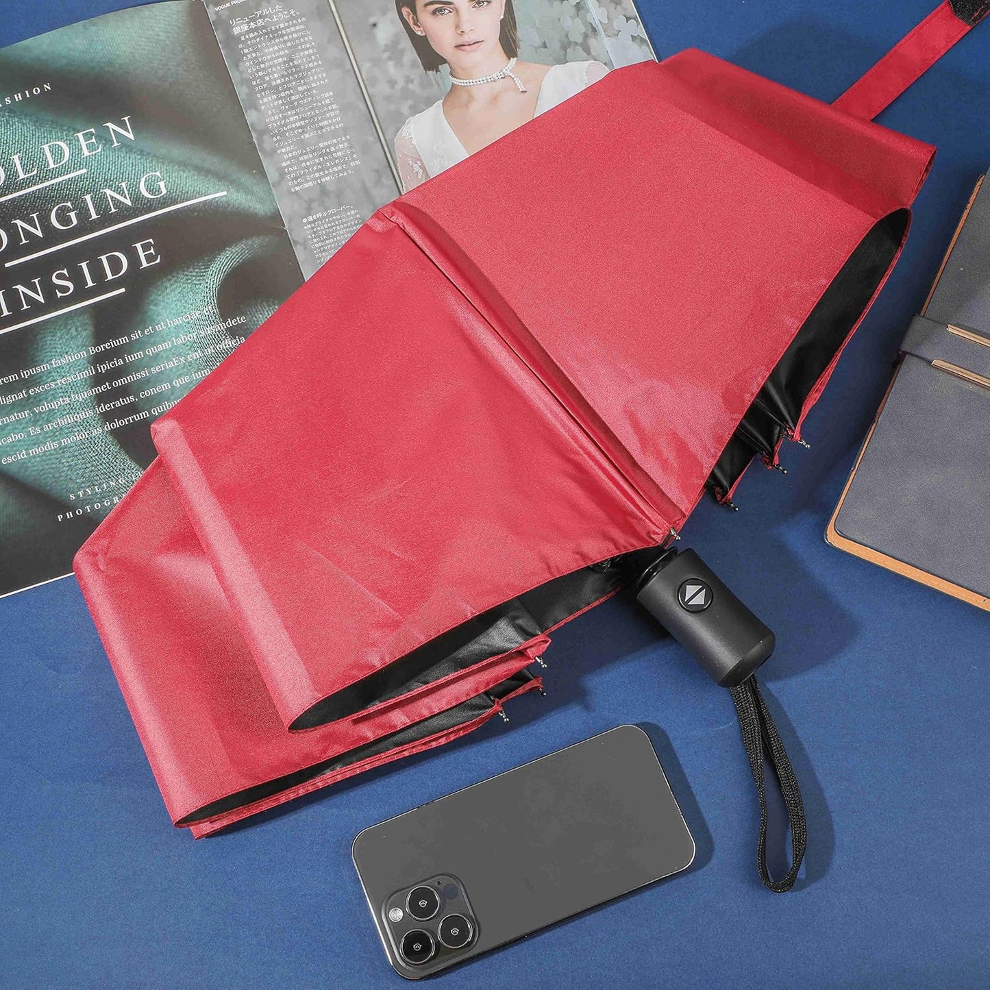 Jexine 6 Pcs Travel Compact Umbrella Automatic Open Close Windproof Small Light Backpack Purse Car Portable Collapsible Umbrella for Rain, Men Women