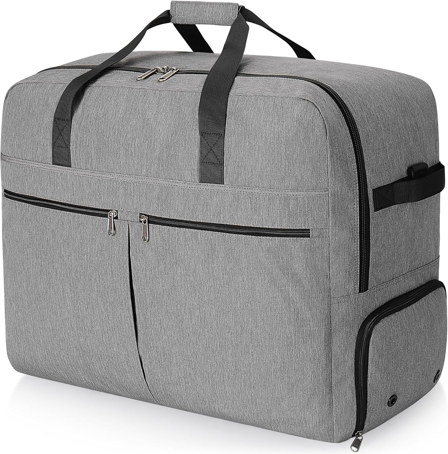 120L Foldable Large Travel Duffle Bag for Men and Women, Packable Duffel Bags with Shoe Compartment, Water Repellent & Tear Resistant (Gray)